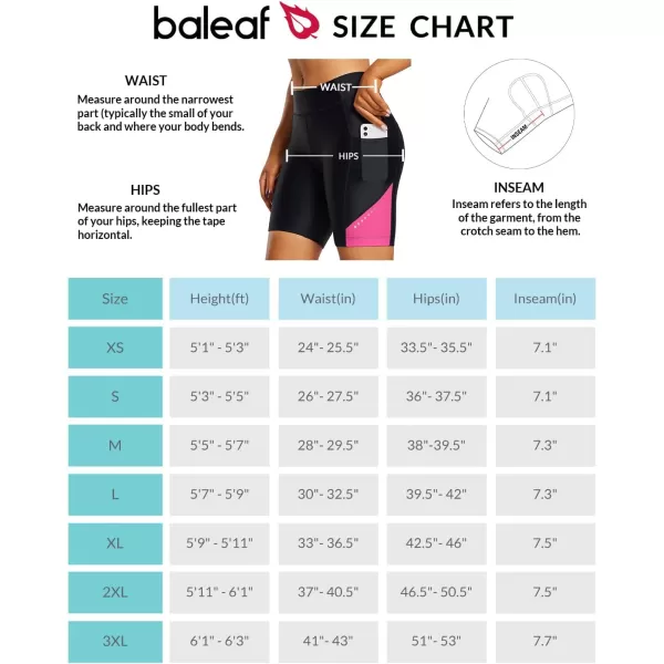 BALEAF Womens 4D Padded Bike Shorts Cycling Underwear with Pockets UPF50Pinkairide