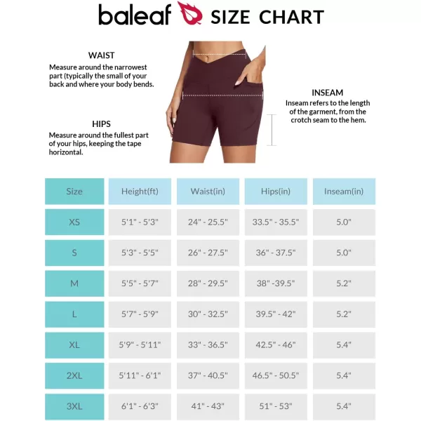 BALEAF Womens 5 Crossover Biker Shorts Workout High Waisted Yoga Athletic Running Gym Spandex Shorts with Side PocketsWine Red