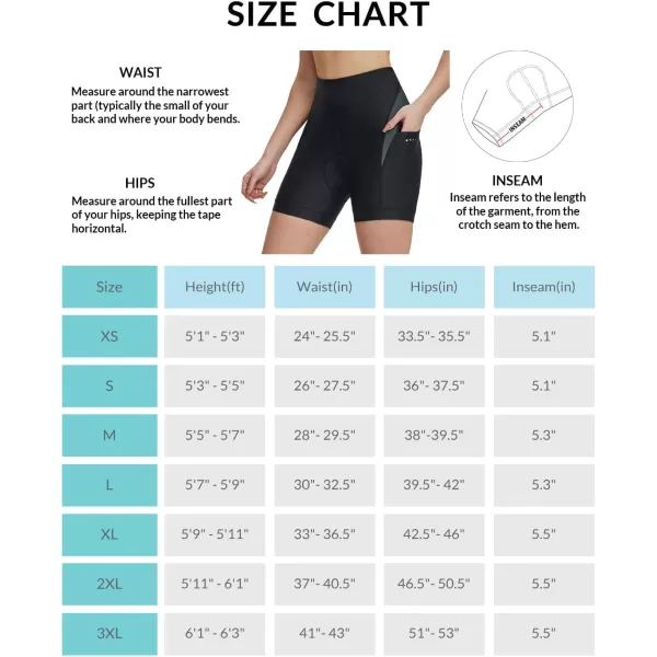 BALEAF Womens 5 Padded Bike Shorts Lycra 4D Padding Cycling Underwear Biking Pockets UPF 50Grey