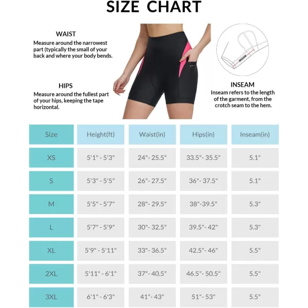 BALEAF Womens 5 Padded Bike Shorts Lycra 4D Padding Cycling Underwear Biking Pockets UPF 50Pink