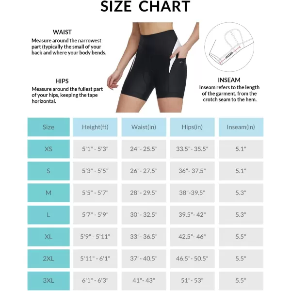 BALEAF Womens 5 Padded Bike Shorts Lycra 4D Padding Cycling Underwear Biking Pockets UPF 50White