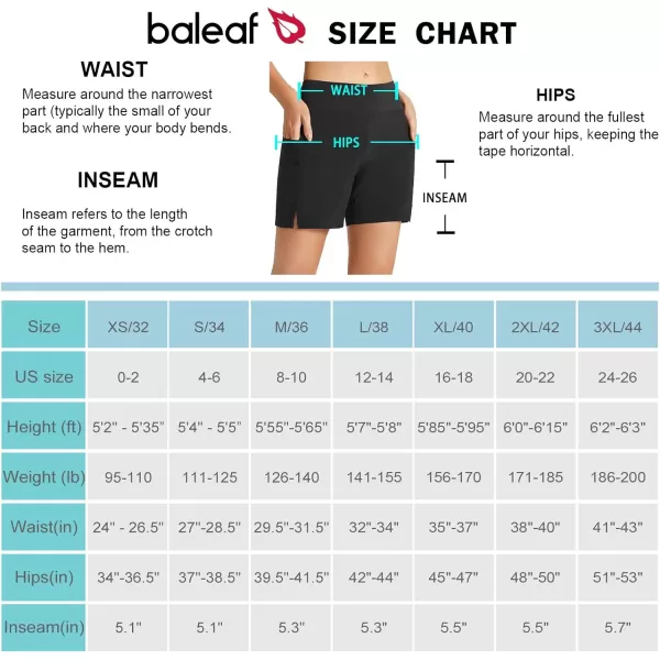 BALEAF Womens 5 Quick Dry High Waisted Swim Board Shorts UPF 50 Swimsuit Bottom Trunks with LinerBlack