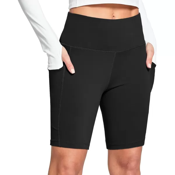 BALEAF Womens 68 High Waisted Biker Shorts with Pockets for Gym Workout Yoga Running AthleticBlack