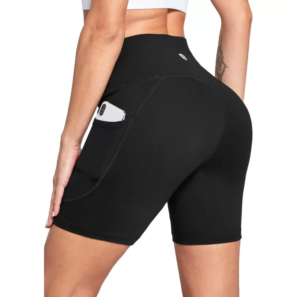 BALEAF Womens 68 High Waisted Biker Shorts with Pockets for Gym Workout Yoga Running AthleticBlack