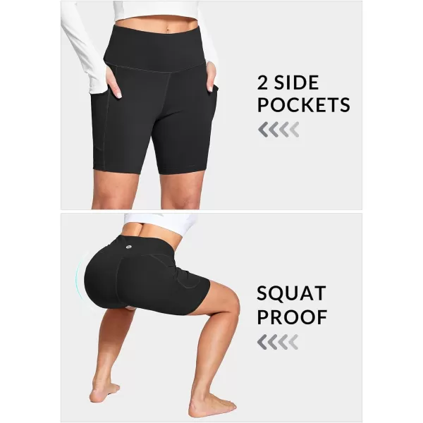 BALEAF Womens 68 High Waisted Biker Shorts with Pockets for Gym Workout Yoga Running AthleticBlack