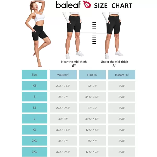 BALEAF Womens 68 High Waisted Biker Shorts with Pockets for Gym Workout Yoga Running AthleticBlack