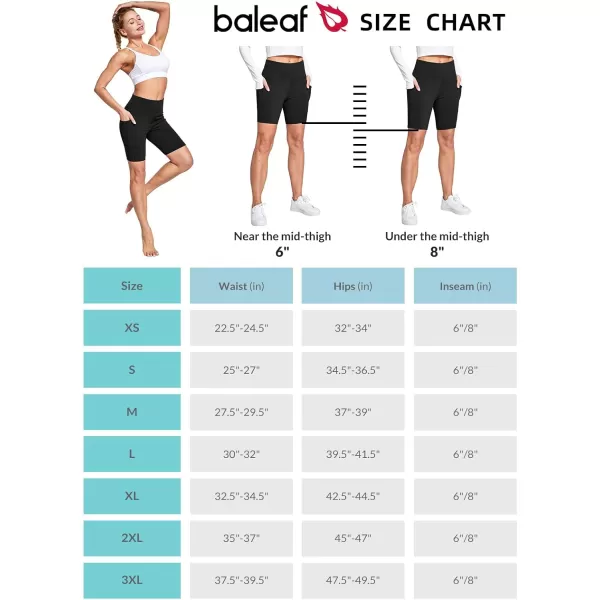 BALEAF Womens 68 High Waisted Biker Shorts with Pockets for Gym Workout Yoga Running AthleticBlack