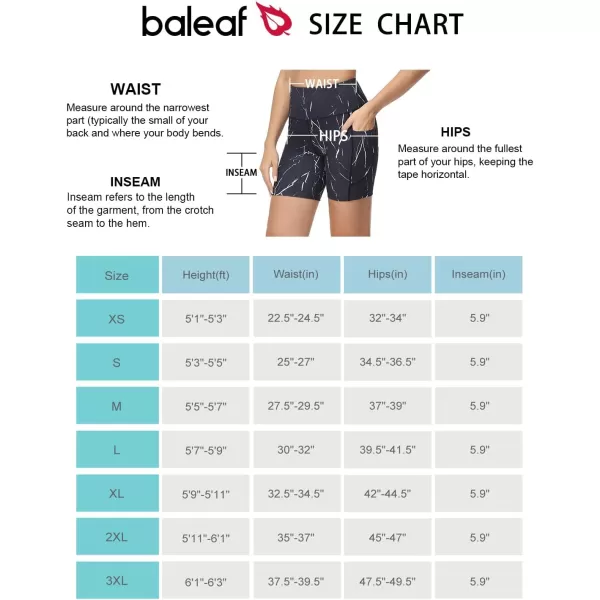 BALEAF Womens 68 High Waisted Biker Shorts with Pockets for Gym Workout Yoga Running AthleticBlack Marble