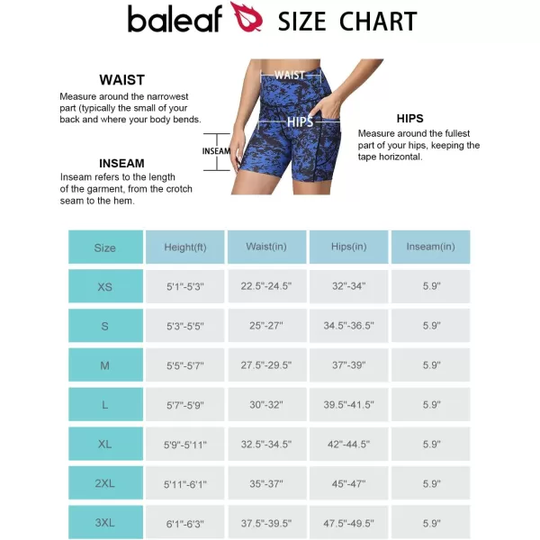 BALEAF Womens 68 High Waisted Biker Shorts with Pockets for Gym Workout Yoga Running AthleticBlue Ink