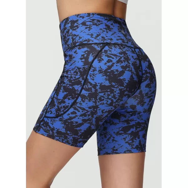 BALEAF Womens 68 High Waisted Biker Shorts with Pockets for Gym Workout Yoga Running AthleticBlue Ink