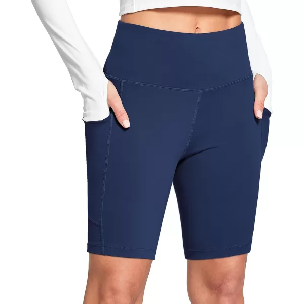 BALEAF Womens 68 High Waisted Biker Shorts with Pockets for Gym Workout Yoga Running AthleticDark Blue