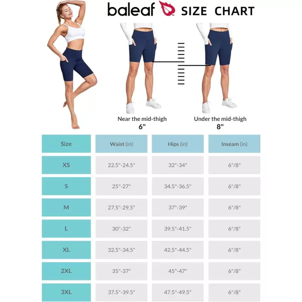 BALEAF Womens 68 High Waisted Biker Shorts with Pockets for Gym Workout Yoga Running AthleticDark Blue