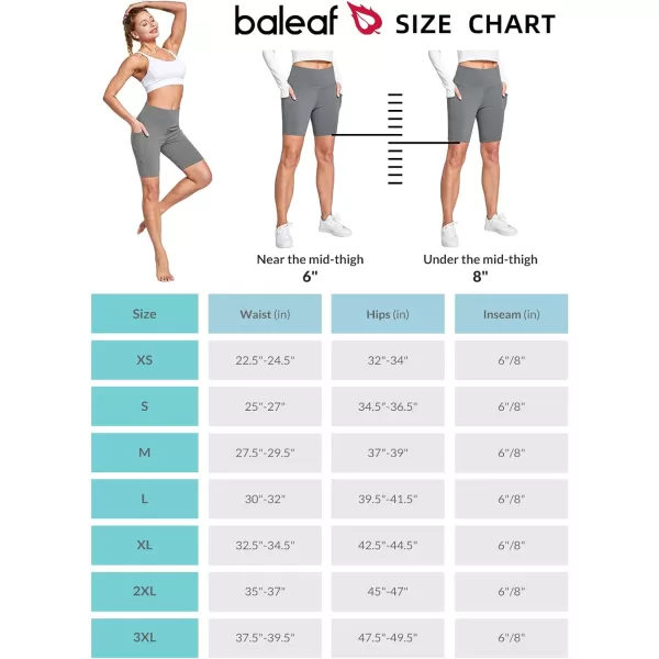 BALEAF Womens 68 High Waisted Biker Shorts with Pockets for Gym Workout Yoga Running AthleticDark Grey