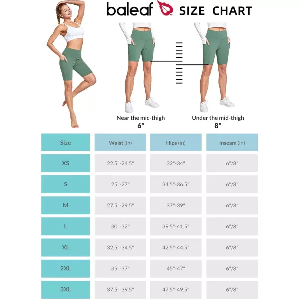 BALEAF Womens 68 High Waisted Biker Shorts with Pockets for Gym Workout Yoga Running AthleticGreen