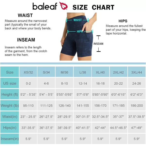 BALEAF Womens 68 High Waisted Biker Shorts with Pockets for Gym Workout Yoga Running AthleticPrinted Color 1