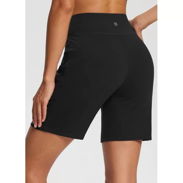 BALEAF Womens 7 Bermuda Shorts High Waisted Athletic Running Pull On Shorts with Pockets for Causal SummerBlack