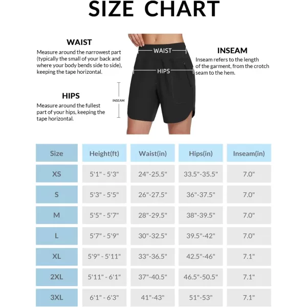 BALEAF Womens 7 Hiking Shorts High Waist Quick Dry Lightweight Zip Pockets Workout Athletic Gym Shorts Travel RunningBlack