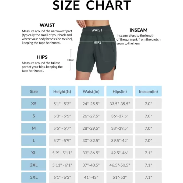 BALEAF Womens 7 Hiking Shorts High Waist Quick Dry Lightweight Zip Pockets Workout Athletic Gym Shorts Travel RunningGrey