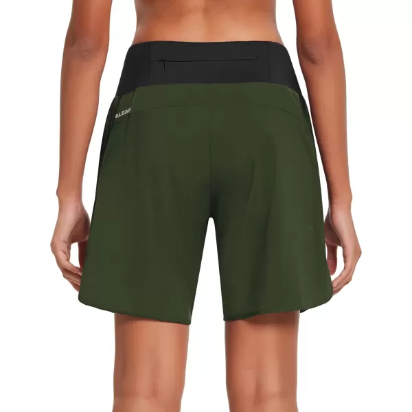 BALEAF Womens 7 Long Running Athletic Shorts with Liner High Waist Workout Gym Quick Dry Soft Split Leg Zipper PocketArmy Green