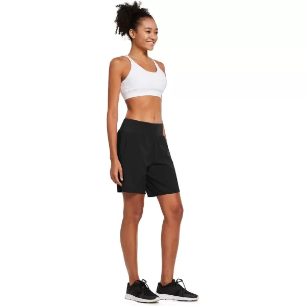 BALEAF Womens 7 Long Running Athletic Shorts with Liner High Waist Workout Gym Quick Dry Soft Split Leg Zipper PocketBlack