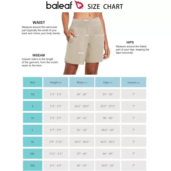 BALEAF Womens 7 Long Running Athletic Shorts with Liner High Waist Workout Gym Quick Dry Soft Split Leg Zipper PocketKhaki