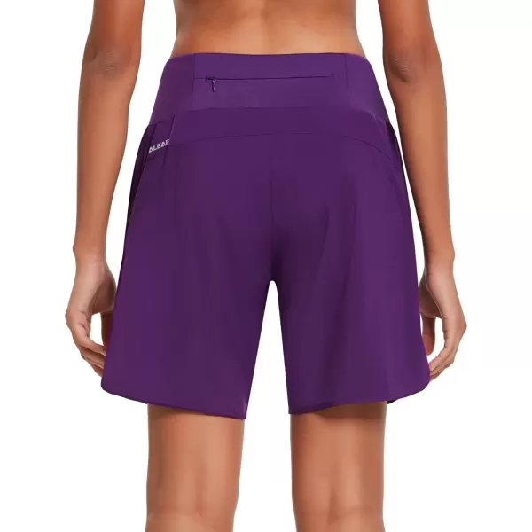 BALEAF Womens 7 Long Running Athletic Shorts with Liner High Waist Workout Gym Quick Dry Soft Split Leg Zipper PocketPurple