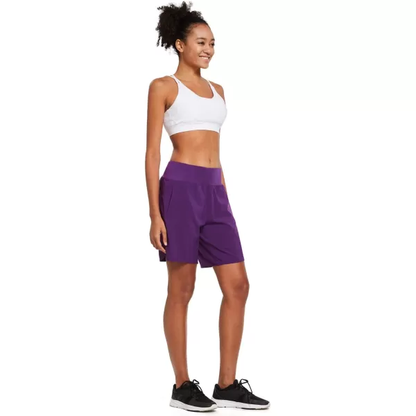 BALEAF Womens 7 Long Running Athletic Shorts with Liner High Waist Workout Gym Quick Dry Soft Split Leg Zipper PocketPurple