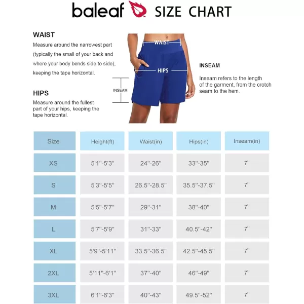 BALEAF Womens 7 Long Running Athletic Shorts with Liner High Waist Workout Gym Quick Dry Soft Split Leg Zipper PocketRoyal Blue