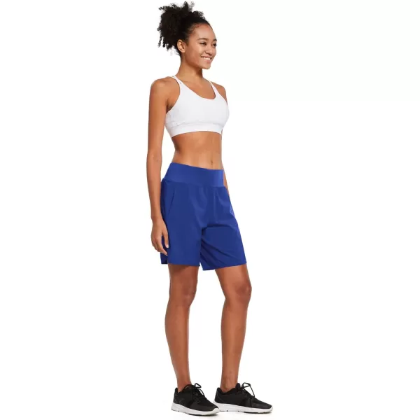 BALEAF Womens 7 Long Running Athletic Shorts with Liner High Waist Workout Gym Quick Dry Soft Split Leg Zipper PocketRoyal Blue