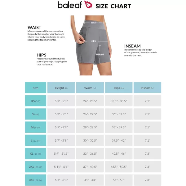 BALEAF Womens 7 Long Running Shorts Quick Dry Athletic Workout Shorts with Zipper Pockets UnlinedGray