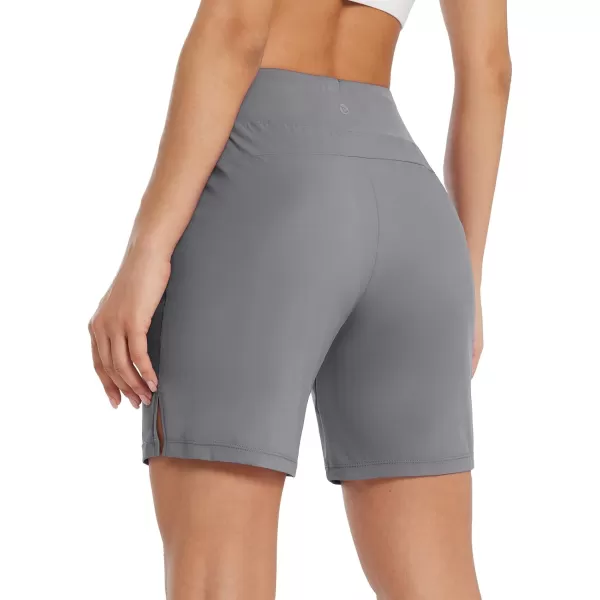 BALEAF Womens 7 Long Running Shorts Quick Dry Athletic Workout Shorts with Zipper Pockets UnlinedGray