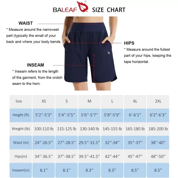 BALEAF Womens 78 Long Swim Board Shorts High Waisted Quick Dry Swimming Bottoms with Liner Pockets Beach Water SurfNavy