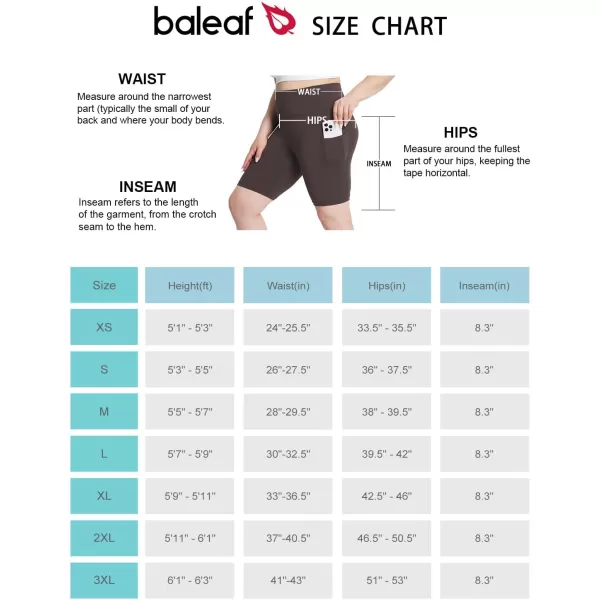 BALEAF Womens 8 5 3 Biker Shorts High Waist Yoga Workout Gym Running Volleyball Spandex Shorts with PocketsBrownstretchierlycra