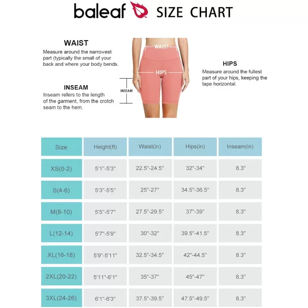 BALEAF Womens 8 5 3 Biker Shorts High Waist Yoga Workout Gym Running Volleyball Spandex Shorts with PocketsCoral Pinkclassic