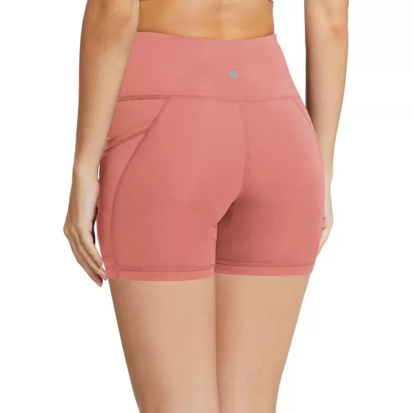 BALEAF Womens 8 5 3 Biker Shorts High Waist Yoga Workout Gym Running Volleyball Spandex Shorts with PocketsCoral Pinkclassic