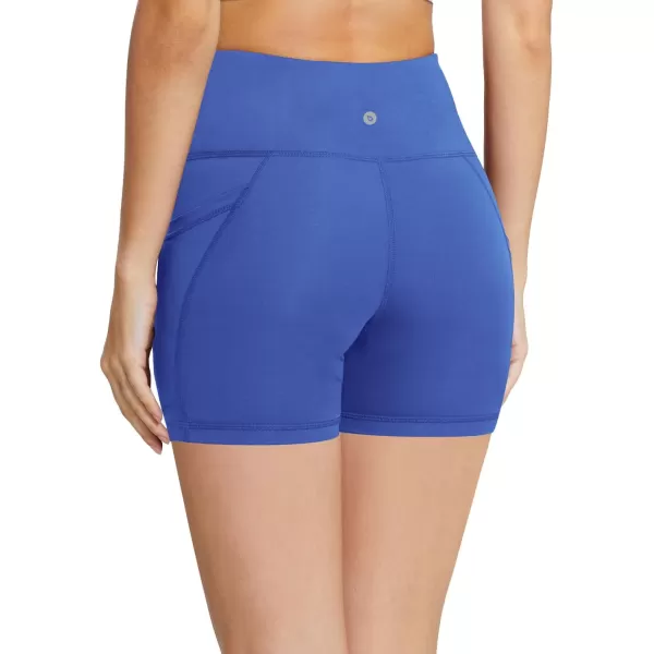 BALEAF Womens 8 5 3 Biker Shorts High Waist Yoga Workout Gym Running Volleyball Spandex Shorts with PocketsEarth Blueclassic