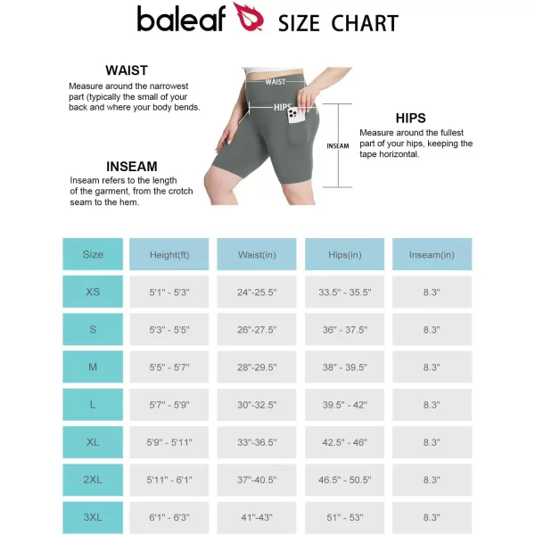 BALEAF Womens 8 5 3 Biker Shorts High Waist Yoga Workout Gym Running Volleyball Spandex Shorts with PocketsGraystretchierlycra