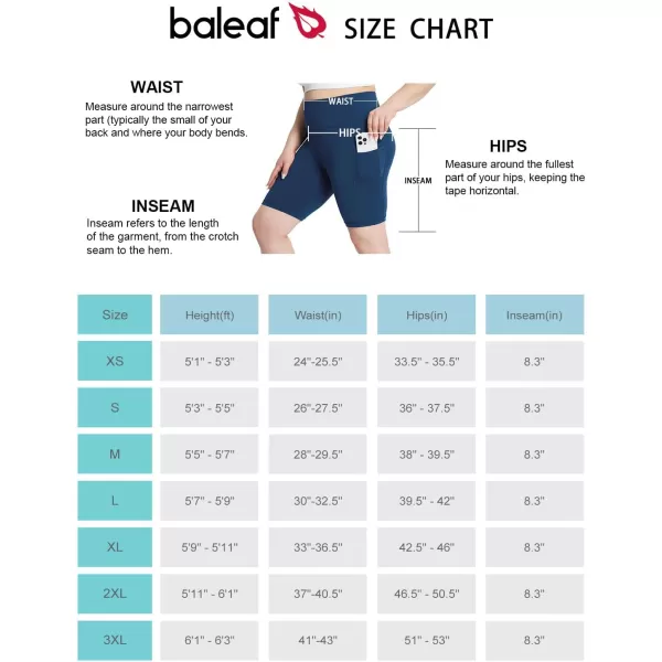 BALEAF Womens 8 5 3 Biker Shorts High Waist Yoga Workout Gym Running Volleyball Spandex Shorts with PocketsNavy Bluestretchierlycra