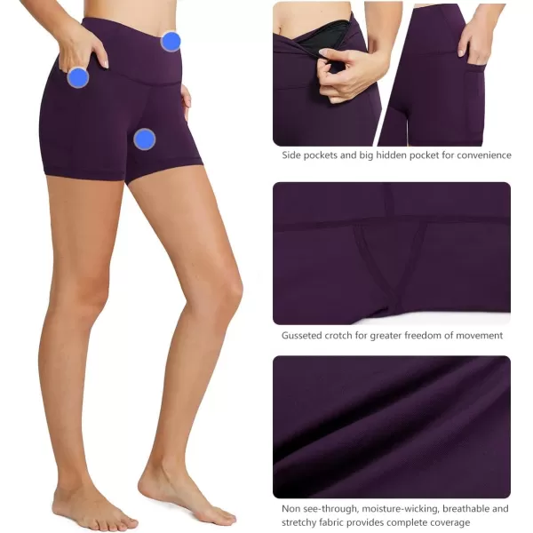 BALEAF Womens 8 5 3 Biker Shorts High Waist Yoga Workout Gym Running Volleyball Spandex Shorts with PocketsPurpleclassic