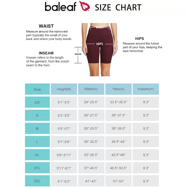 BALEAF Womens 8 5 3 Biker Shorts High Waist Yoga Workout Gym Running Volleyball Spandex Shorts with PocketsWine Redclassic