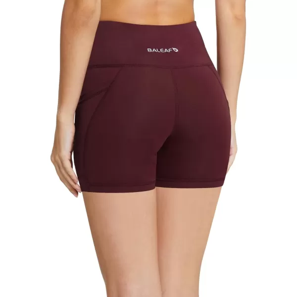 BALEAF Womens 8 5 3 Biker Shorts High Waist Yoga Workout Gym Running Volleyball Spandex Shorts with PocketsWine Redclassic