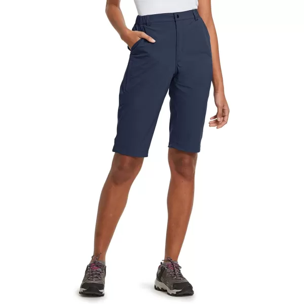 BALEAF Womens Bermuda Knee Length Long Shorts for Summer Hiking Golf Camping Stretch Lightweight Nylon Quick DryBlue