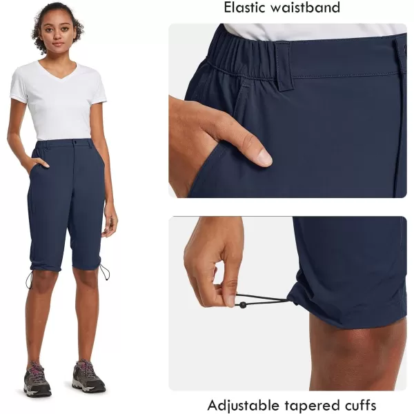 BALEAF Womens Bermuda Knee Length Long Shorts for Summer Hiking Golf Camping Stretch Lightweight Nylon Quick DryBlue