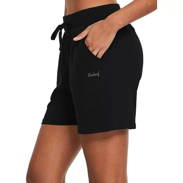 BALEAF Womens Bermuda Shorts Long Cotton Casual Summer Knee Length Pull On Lounge Walking Exercise Shorts with PocketsBlack 20