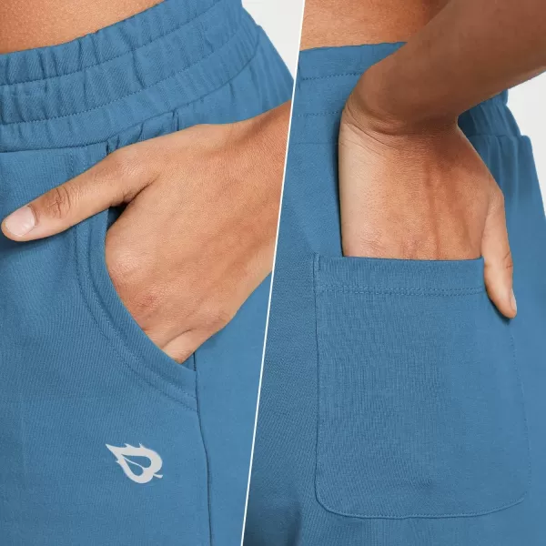 BALEAF Womens Bermuda Shorts Long Cotton Casual Summer Knee Length Pull On Lounge Walking Exercise Shorts with PocketsCopen Blue 10