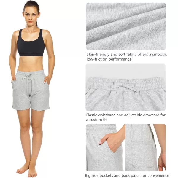 BALEAF Womens Bermuda Shorts Long Cotton Casual Summer Knee Length Pull On Lounge Walking Exercise Shorts with PocketsLight Gray 10