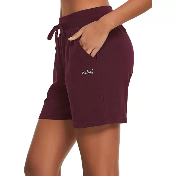 BALEAF Womens Bermuda Shorts Long Cotton Casual Summer Knee Length Pull On Lounge Walking Exercise Shorts with PocketsWine Red 20