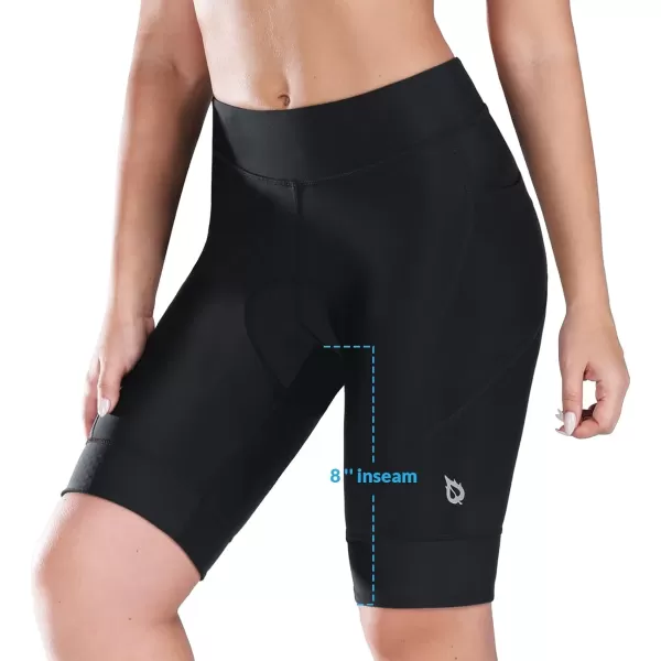 BALEAF Womens Bike Shorts 4D Padded Cycling Spinning Road Bike Pockets Wide Waistband UPF5001black