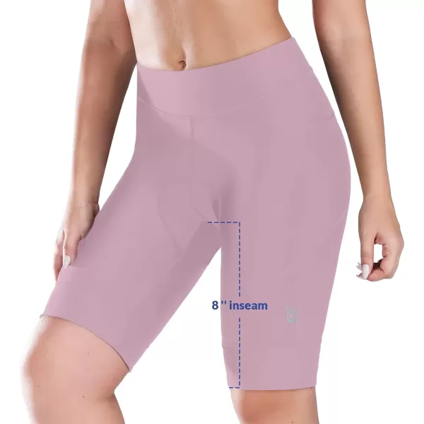 BALEAF Womens Bike Shorts 4D Padded Cycling Spinning Road Bike Pockets Wide Waistband UPF5001cardamom Purple