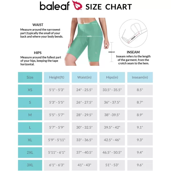 BALEAF Womens Bike Shorts 4D Padded Cycling Spinning Road Bike Pockets Wide Waistband UPF5001misty Green